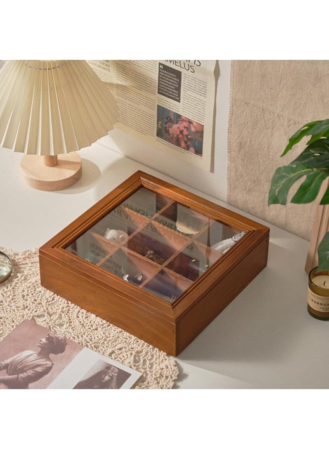 Tea bag organizer made of wood, a wooden tea box with 9 compartments and a transparent acrylic window cover; a multi-functional tea bag holder and storage box; a natural wooden storage box for tea lovers. - Image 3