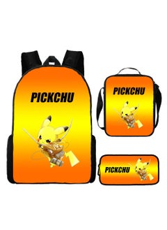 Pikachu New Cartoon Anime Student Backpack Three-Piece Set 29*42*16cm 