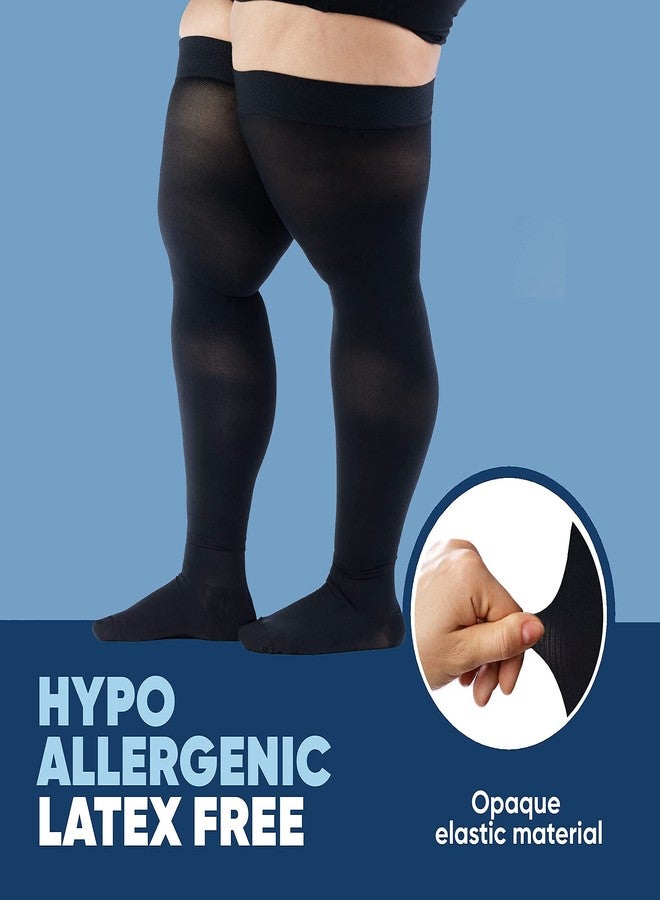 ABSOLUTE SUPPORT Compression Stockings for Men - Made in The USA Thigh High with Grip Top - Firm Medical Graduated Compression Socks Men 20-30mmhg - Black, Size X-Large - SKU: A2017BL4 Varicose Vein - Image 4
