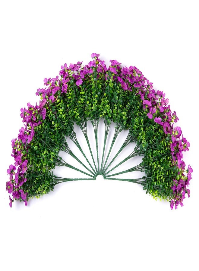 florisso Artificial Fake Plants Flowers for Outdoor Outside Summer Decoration, 12 Bundles Faux UV Resistant Look Real Silk Purple Daisy for Porch Patio Home Window Box Yard Garden Planter - Image 4