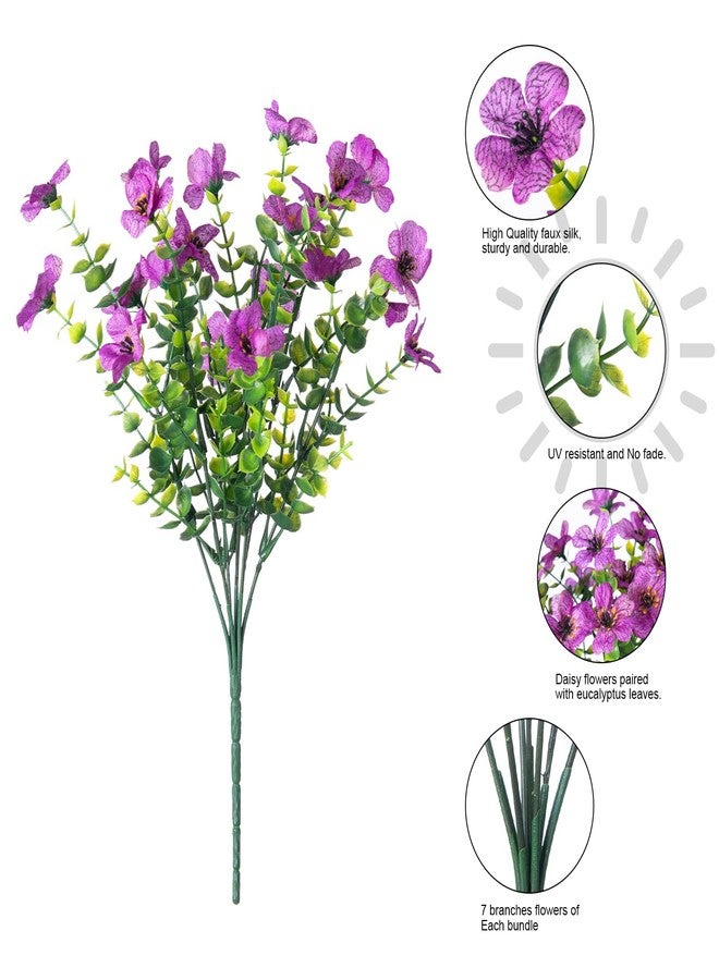 florisso Artificial Fake Plants Flowers for Outdoor Outside Summer Decoration, 12 Bundles Faux UV Resistant Look Real Silk Purple Daisy for Porch Patio Home Window Box Yard Garden Planter - Image 3