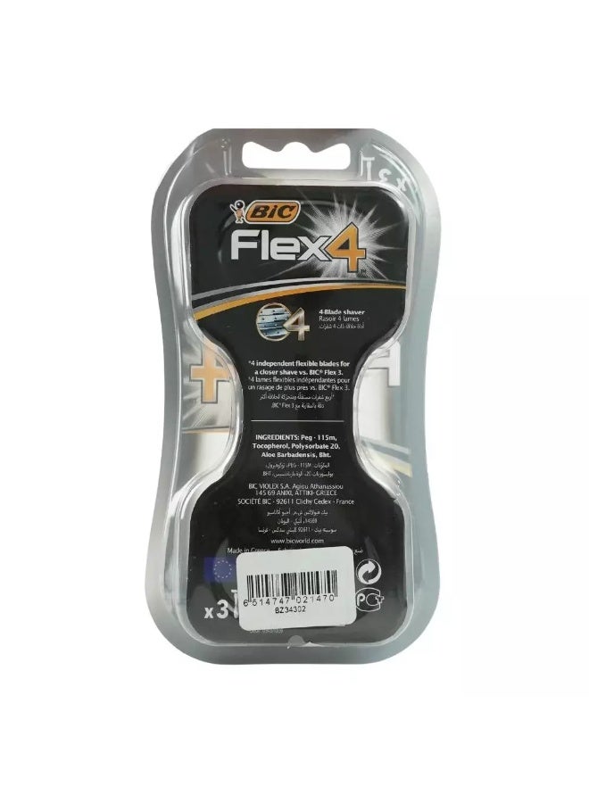 Bic Bic Flex4 Flexible 4 Blades Razor for Closer Shave- 3pcs - Image 2