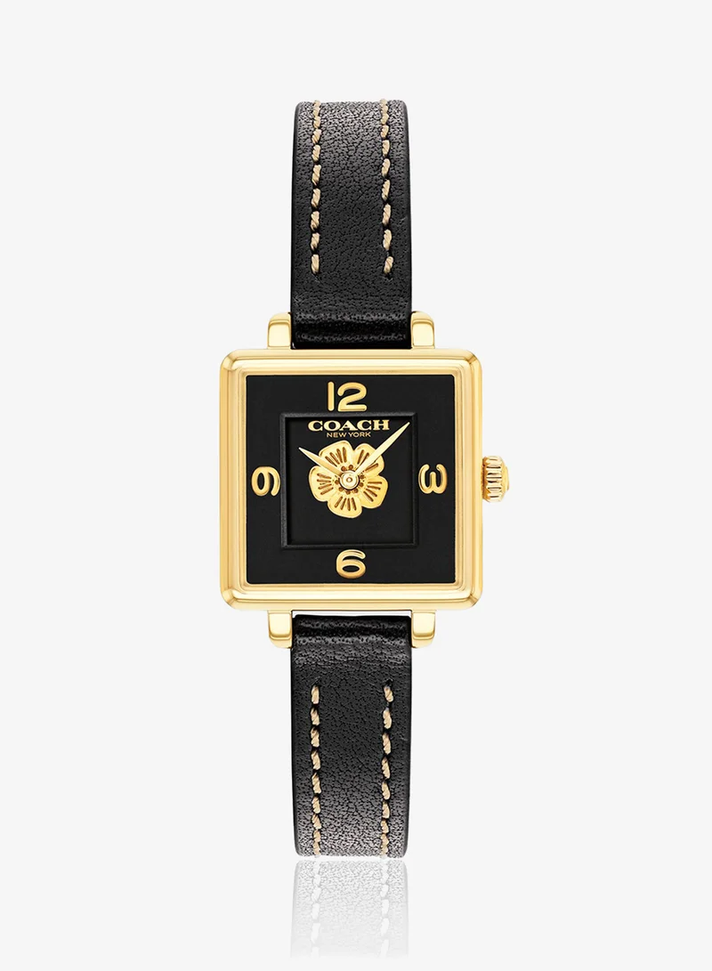 COACH 2-Hand Cass Collection Quartz Movement Watch For Women With Black Leather Strap - 14503695