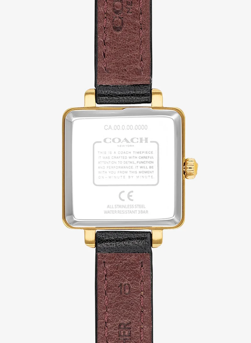 COACH 2-Hand Cass Collection Quartz Movement Watch For Women With Black Leather Strap - 14503695