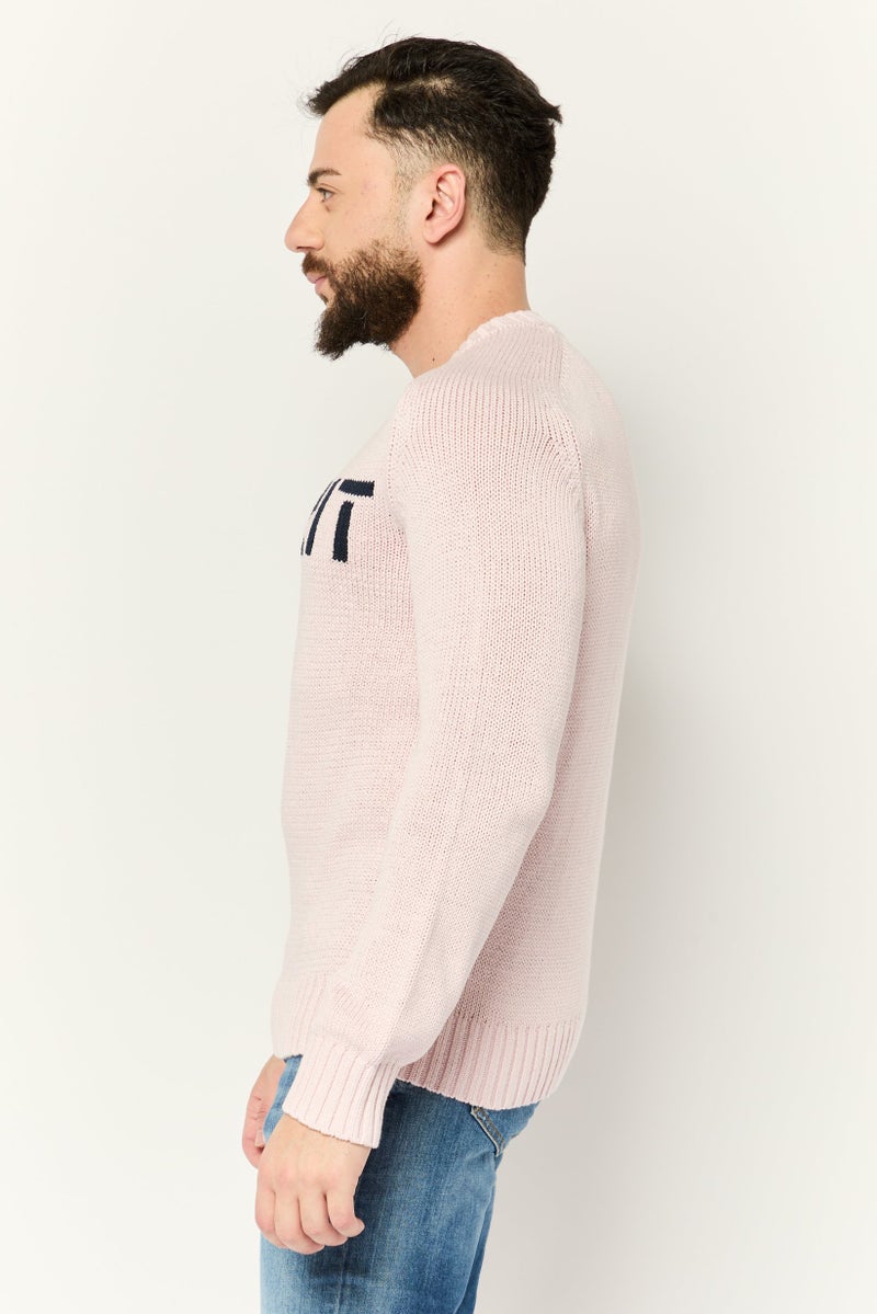 ESPRIT Men Ribbed Collar  Knitted Sweaters, Pink - Image 2