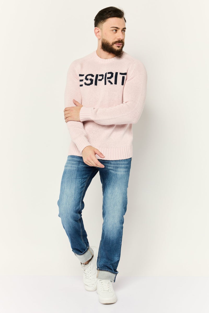 ESPRIT Men Ribbed Collar  Knitted Sweaters, Pink - Image 4