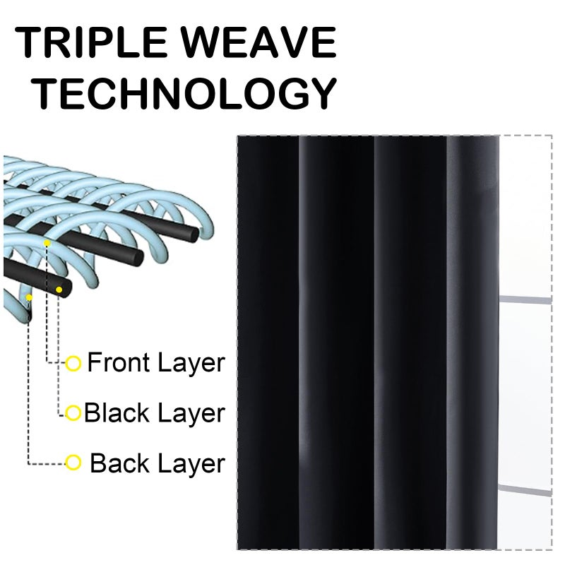 OVZME Black Blackout Curtains for Bedroom 84 Inch Length 2 Panels Set, Soft Fabric Room Darkening Curtains for Living Room, Dual Rod Pocket Design Modern Window Treatment Drapes, 2x40Wx84L Inches - Image 3