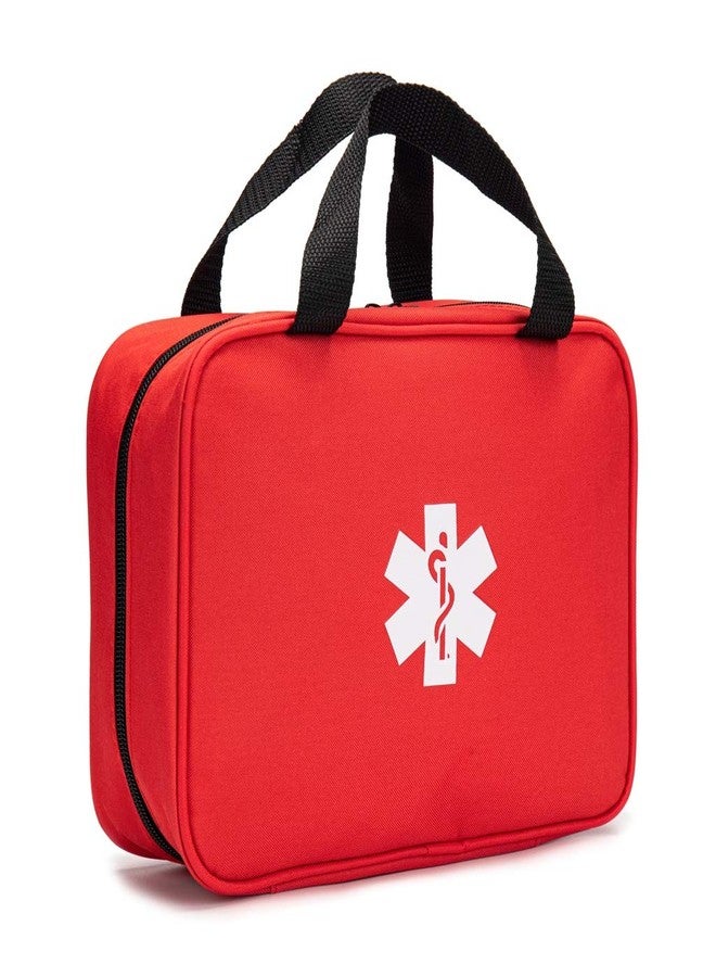 Jipemtra Red First Aid Bag Empty Travel Rescue Pouch First Responder Storage Medicine Emergency Bag for Car Home Office Kitchen Sport Outdoors (Red with Folders) - Image 1