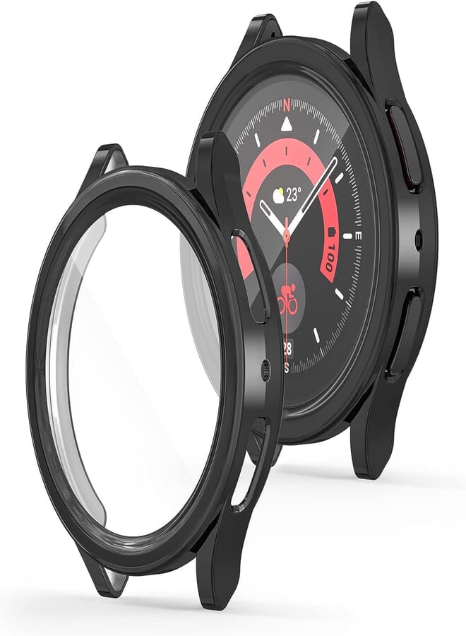 Next store Screen Protector Case Compatible with Samsung Galaxy Watch 5 Pro 45mm, Soft TPU Bumper Frame Full Protective Case Cover (Black)