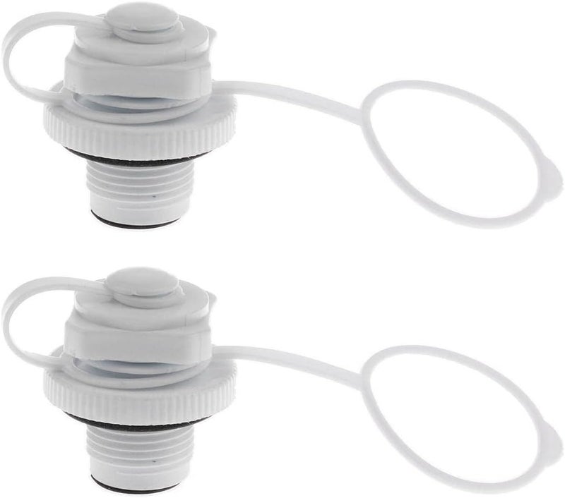 klarako 2pcs White Air Valve Caps/One-way Inflation Valve - Inflate & Deflate Fast, Spiral Replacement Screw for Inflatable Boat Kayak Raft Airbed - Image 1