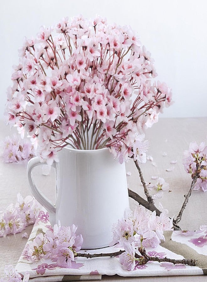 HO2NLE 8PCS Artificial Cherry Blossom Branches 16" Fake Silk Cherry Blossom Flowers Stems Faux Peach Floral Arrangement Bulk for Vase Home Wedding Table Centenpieces Party Janpanese Sakura Decoration - Image 3