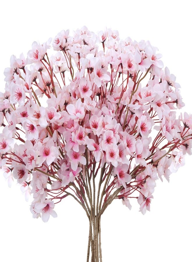 HO2NLE 8PCS Artificial Cherry Blossom Branches 16" Fake Silk Cherry Blossom Flowers Stems Faux Peach Floral Arrangement Bulk for Vase Home Wedding Table Centenpieces Party Janpanese Sakura Decoration - Image 1