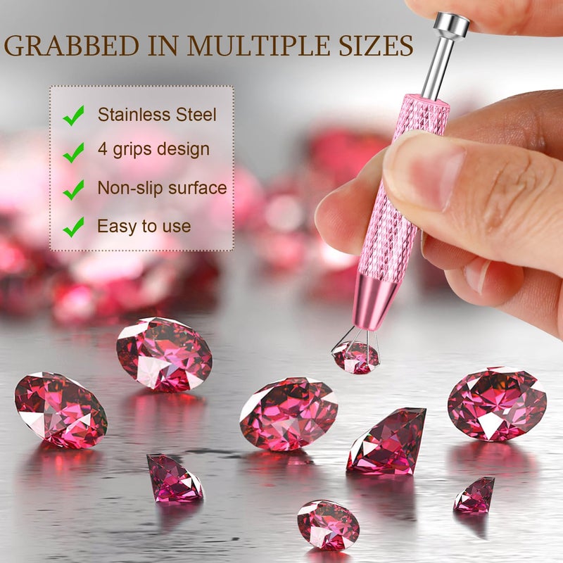 ONESING 2PCS Piercing Ball Grabber Tool for Changing Jewelry, Stianless Steel Flat Back Earring Applicator Internally Threaded Push Pin Piercing Grabber Tool, Anti Slip Gem Ball Grabber Tool-Pink - Image 5
