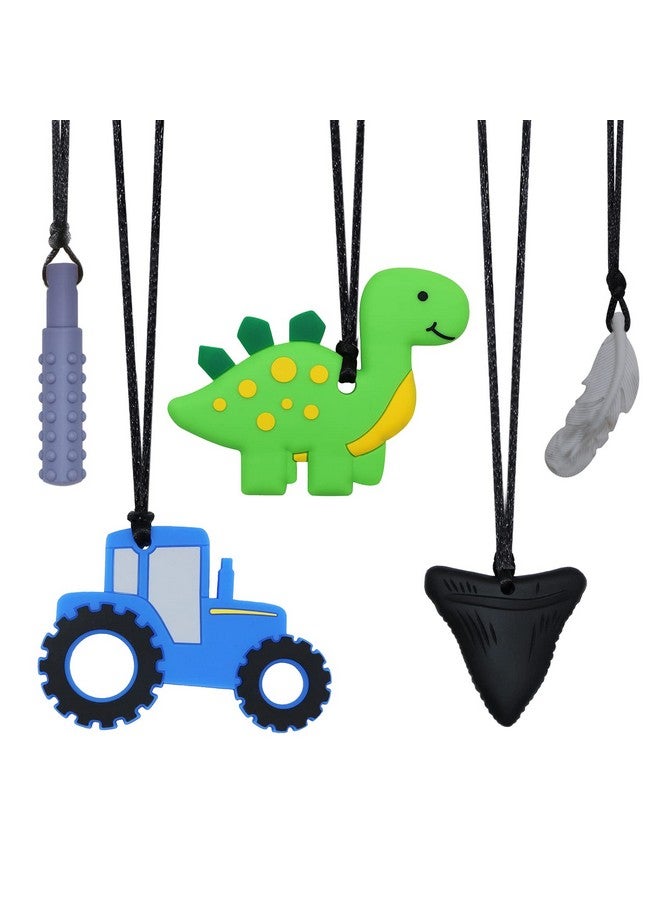 KongNai Chew Necklace For Sensory Kids, 5 Pack Chewy Necklaces For Boys And Girls With Autism Adhd Spd And Pica,Fidget Necklaces For Adults, Chewable Silicone Pendants For Reducing Fidget - Image 1