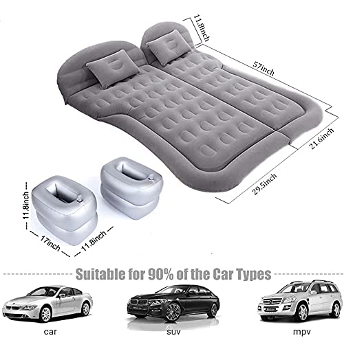 Onirii Inflatable SUV Air Mattress Thickened Flocking Inflatable Car Camping Travel Air Mattress with 2 Pillows & Air Pump,Portable Car Sleeping Bed for SUV|MPV|Minivan - Image 4