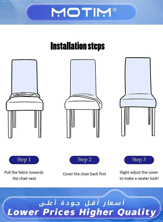 Motim 6pcs Chair Cover Stretch Dining Chair Covers High Back Chair Protective Cover Slipcover Elastic Chair Protector Seat Covers for Wedding Banquet Party Dining Room Decoration - Image 5