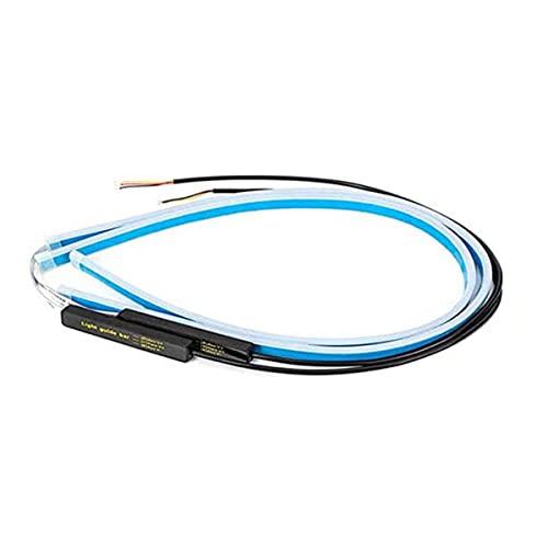 Selifaur - 2PCS 24Inch Ultrafine Waterproof Car DRL LED Daytime Running Lights White Turn Signal Yellow Guide Strip Headlight Assembly for TUV-300 - Image 1