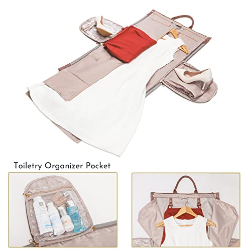 Modoker Women's 2-in-1 Convertible Garment Bag & Duffel, 45L Carry On Luggage, Anti-Wrinkle Hanging Suit Bag, Grey, 22.8x11x11.8 inch - Image 2