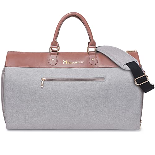 Modoker Women's 2-in-1 Convertible Garment Bag & Duffel, 45L Carry On Luggage, Anti-Wrinkle Hanging Suit Bag, Grey, 22.8x11x11.8 inch - Image 1