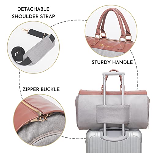 Modoker Women's 2-in-1 Convertible Garment Bag & Duffel, 45L Carry On Luggage, Anti-Wrinkle Hanging Suit Bag, Grey, 22.8x11x11.8 inch - Image 5