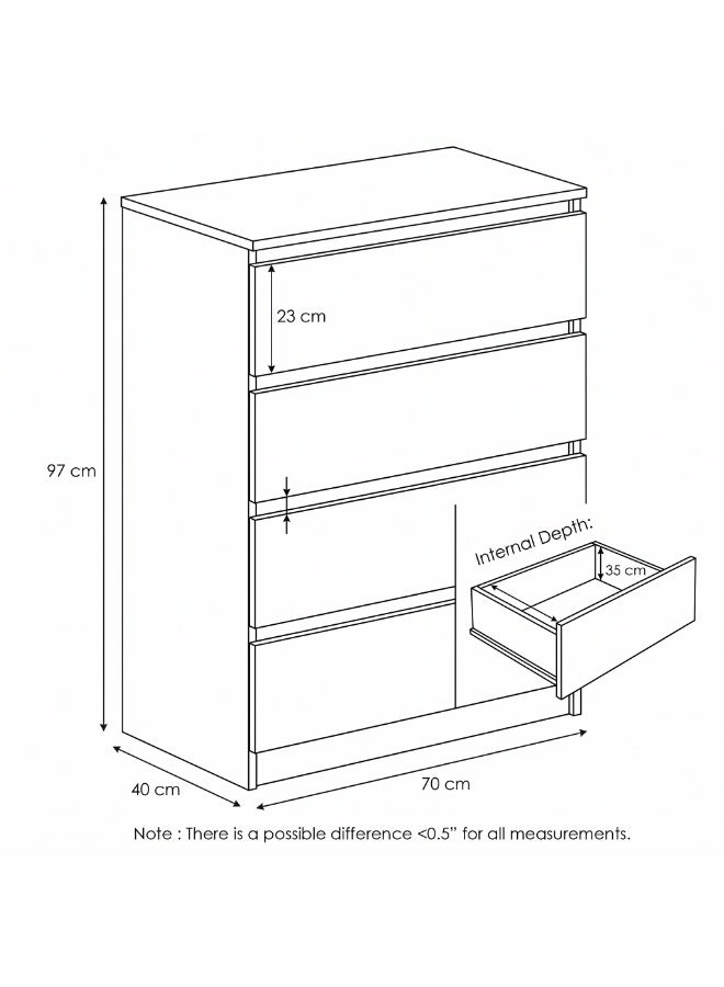 Sonoma Oak 4-Drawer Sideboard Highboard Cabinet, 97x70x40 cm - Image 3