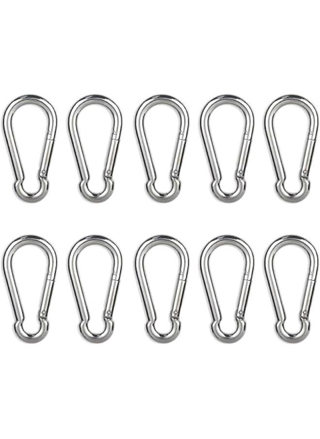 RYNX 10PCS 2.6 Inch Carabiner Cli Stainless Steel Keychain Carabiner Small Carabiner Cli Spring Snap Hook Locking Climbing Carabiners Cli for Plant Hanging Outdoor Camping.  - Image 1