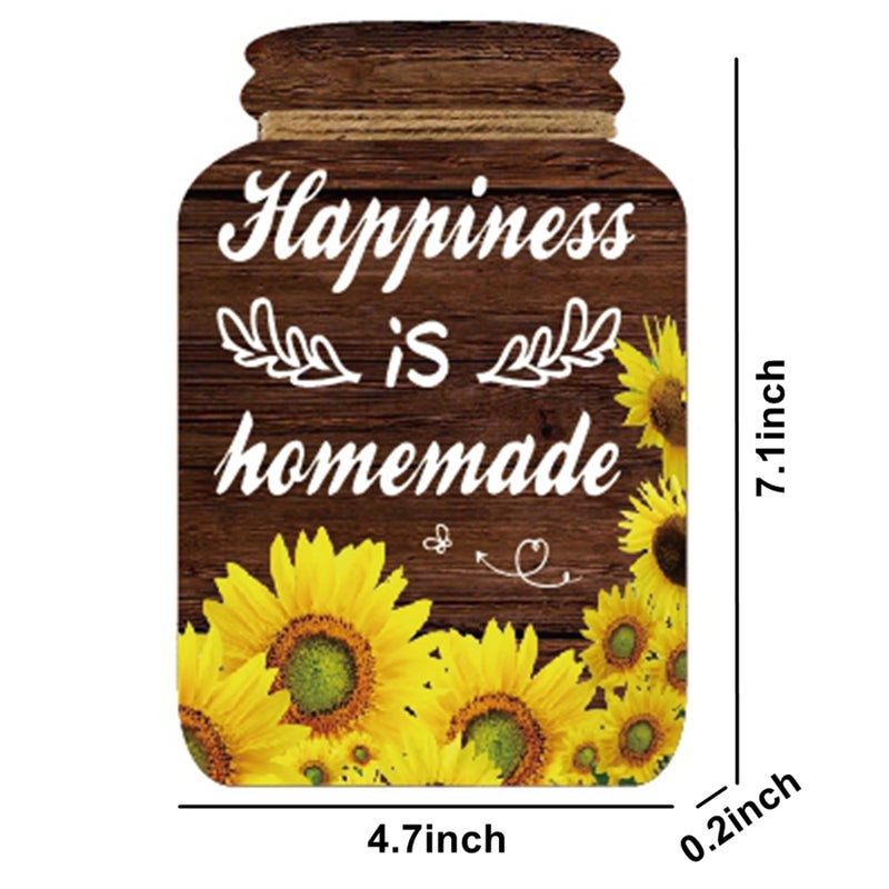 YILOUR 4 Pieces Kitchen Wall Decor Mason Jar Set, Wooden Kitchen Dining Room Signs Country Wall Art Farmhouse Tiered Tray Decor 7.1 * 4.7Inch (Sunflower) - Image 2
