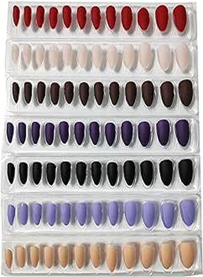 مجموعة أظافر صناعية ذاتية اللصق (مقاسات مختلفة، ألوان متعددة) - 84 قطعة