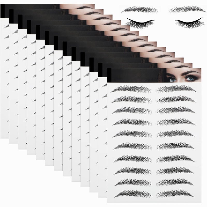 Maitys 12 Sheets 108 Pairs 4D Hair Like Waterproof Eyebrow Tattoos Stickers Temporary Transfer Brows Decal Peel off Fake Eyebrow Sticker Instant Authentic Brow Decal for Women(Stylish Style) - Image 1