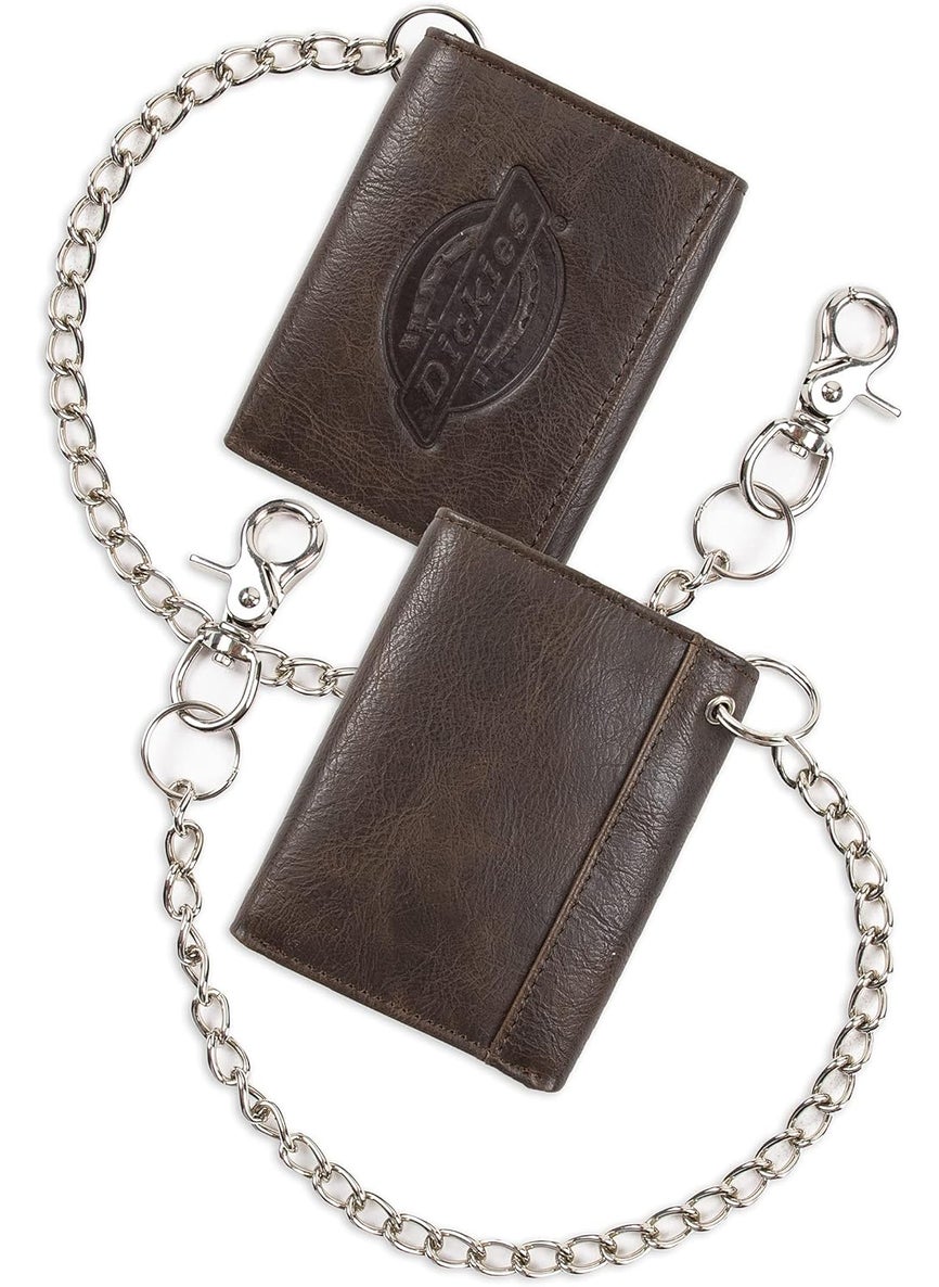 Dickies Dickies mens Leather Trifold Wallet Dark Brown One Size US  - Image 2