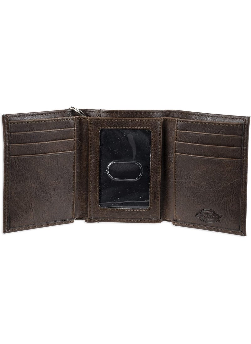 Dickies Dickies mens Leather Trifold Wallet Dark Brown One Size US  - Image 4