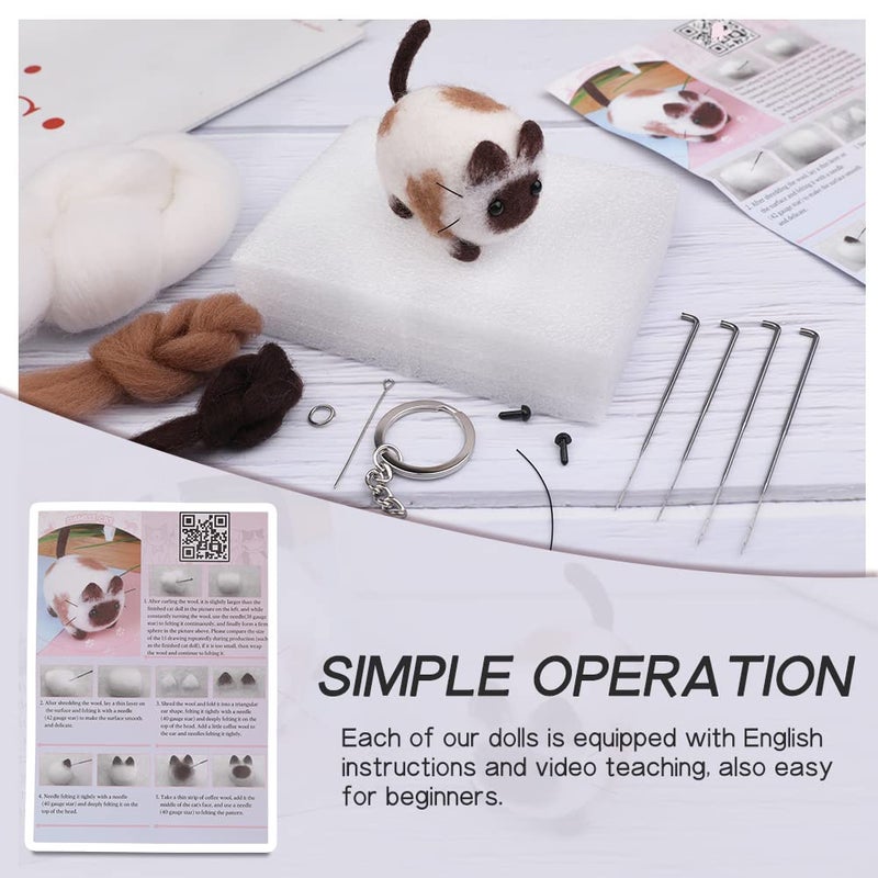 QMNNMA Needle Felting Kit, Animals Needle Felting Set, DIY Wool Felt Materials Set with Felting Tool and Instruction for Needle Felting Craft Project and DIY Handmade - Image 3