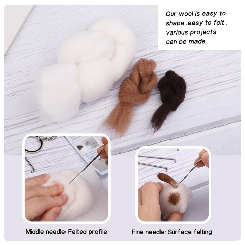 QMNNMA Needle Felting Kit, Animals Needle Felting Set, DIY Wool Felt Materials Set with Felting Tool and Instruction for Needle Felting Craft Project and DIY Handmade - Image 5