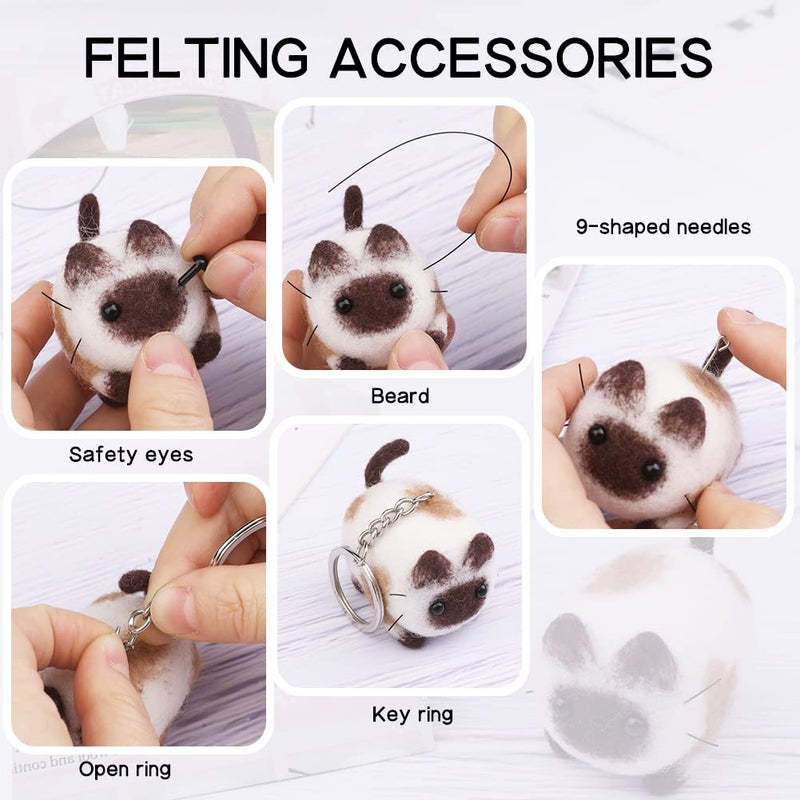 QMNNMA Needle Felting Kit, Animals Needle Felting Set, DIY Wool Felt Materials Set with Felting Tool and Instruction for Needle Felting Craft Project and DIY Handmade - Image 4