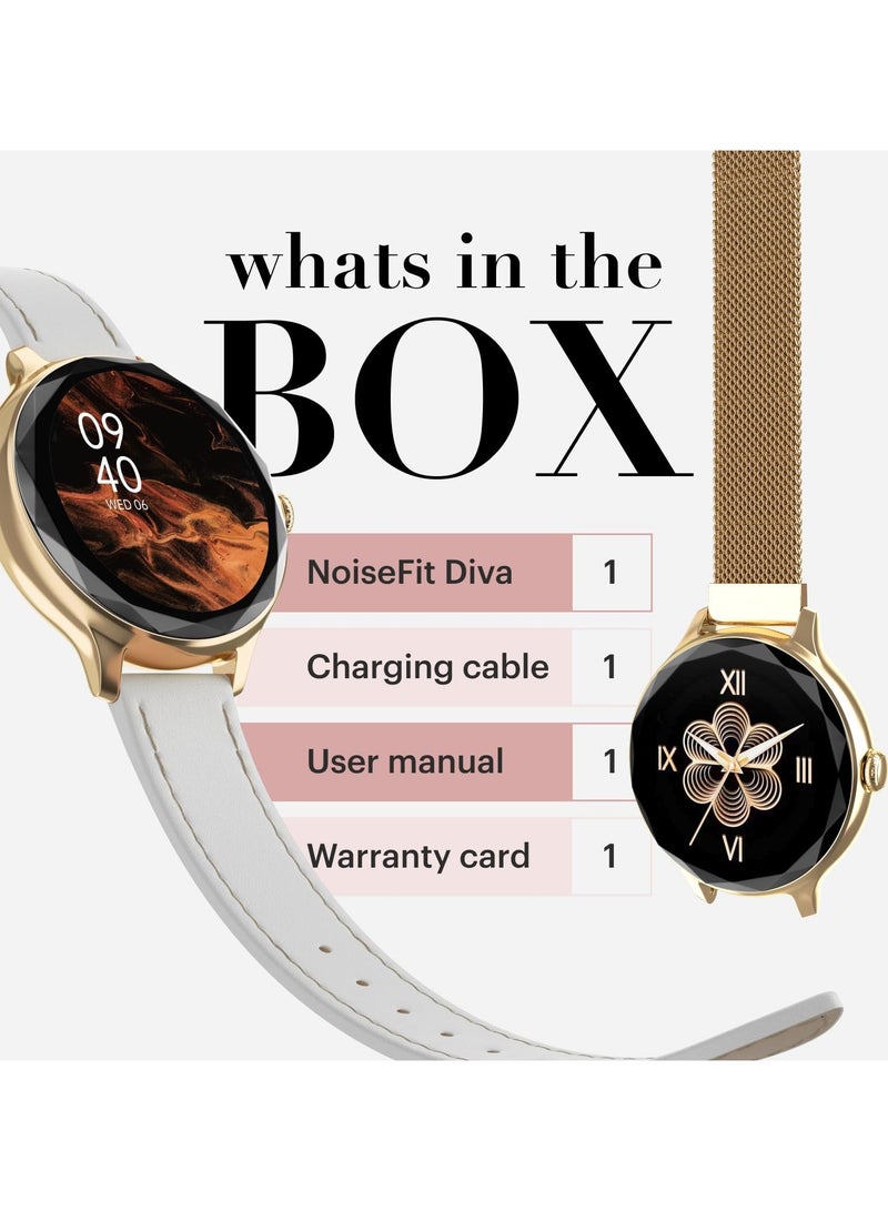 Noise Diva Smartwatch with Diamond Cut dial, Glossy Metallic Finish, AMOLED Display, Mesh Metal and Leather Strap Options, 100+ Watch Faces, Female Cycle Tracker Smart Watch for Women (Black Link)  - Image 3