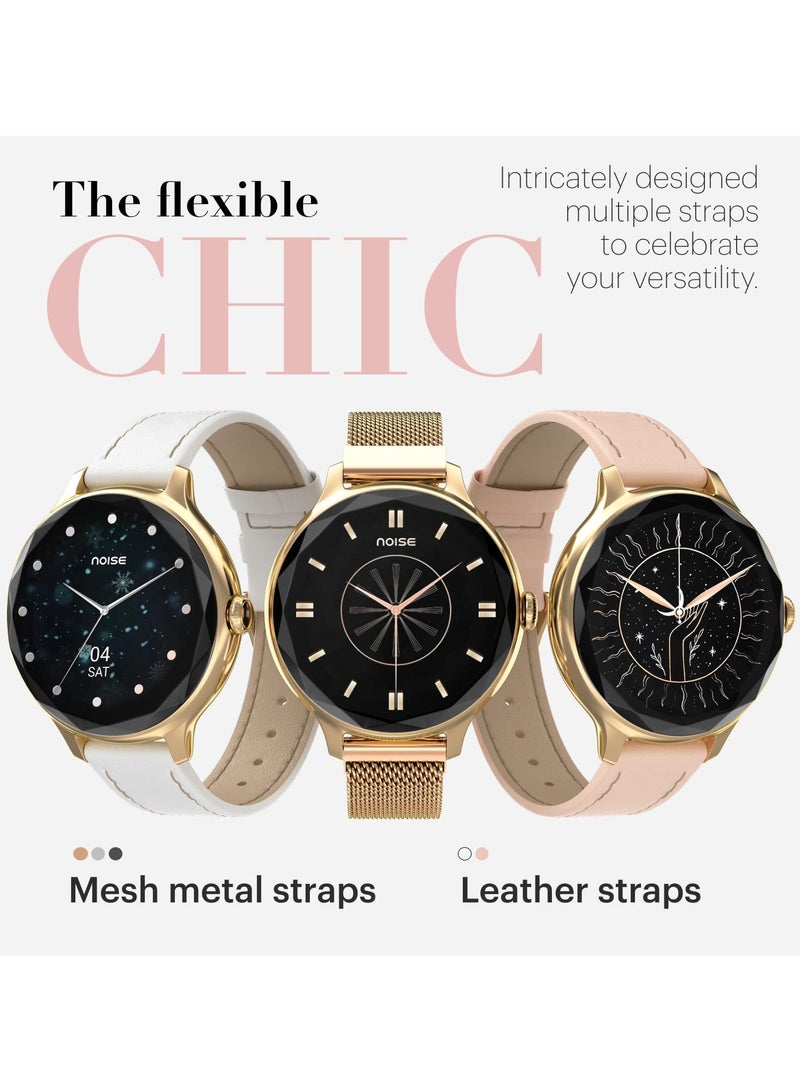 Noise Diva Smartwatch with Diamond Cut dial, Glossy Metallic Finish, AMOLED Display, Mesh Metal and Leather Strap Options, 100+ Watch Faces, Female Cycle Tracker Smart Watch for Women (Black Link)  - Image 4