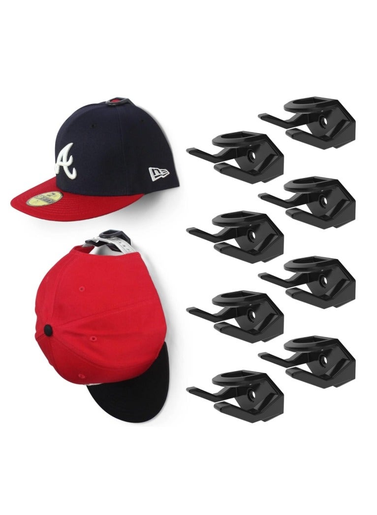 OASIS-TH Adhesive Hat Hooks For Wall,8-Pack Hat Rack For Baseball Caps, Minimalist Hat Display,Hat Hangers For Closet Bedroom,Black  - Image 1