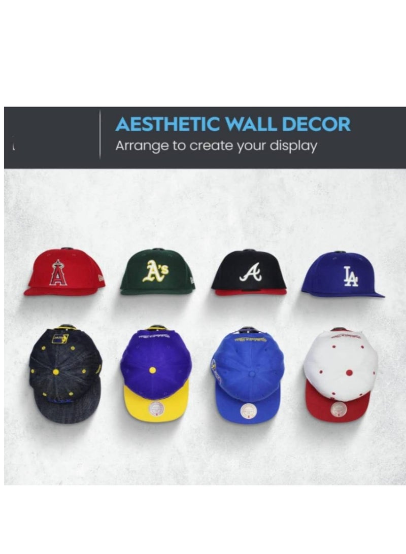 OASIS-TH Adhesive Hat Hooks For Wall,8-Pack Hat Rack For Baseball Caps, Minimalist Hat Display,Hat Hangers For Closet Bedroom,Black  - Image 2