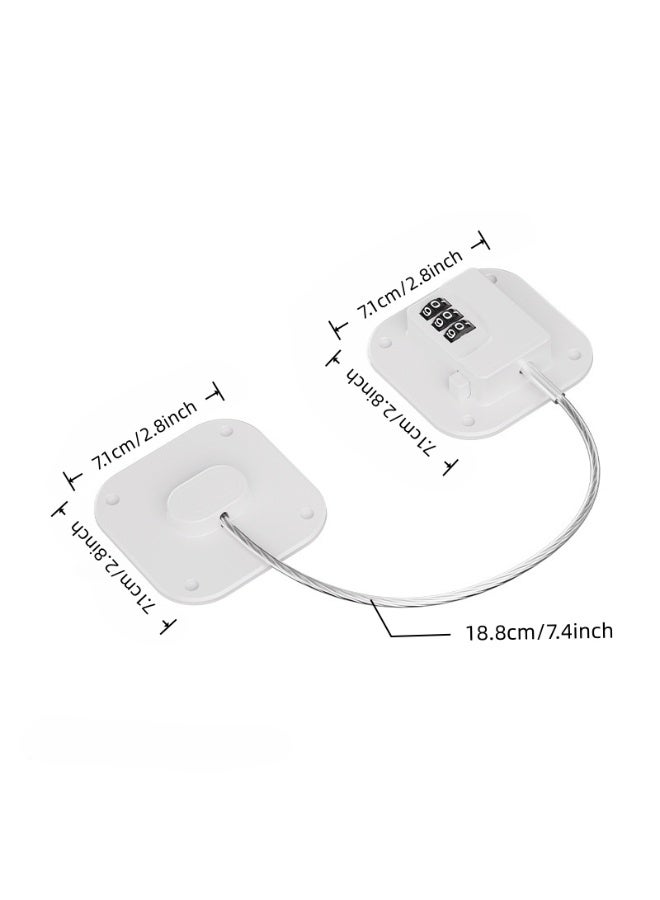 Refrigerator Lock, Heavy Duty Fridge Lock, Combination Lock for Refrigerator Cabinets, Drawers, Safety, Easy Install No Keys Needed (White-2Pack) - Image 2