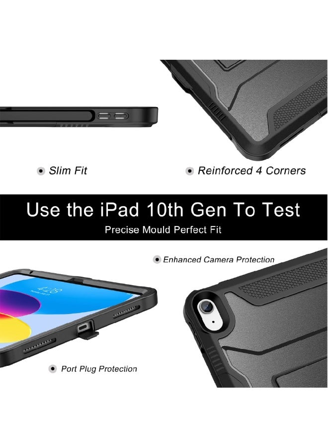زومي غطاء لجهاز iPad (A16) الجيل الحادي عشر بحجم 11 بوصة 2025، iPad الجيل العاشر بحجم 10.9 بوصة 2022، مع واقي شاشة مدمج وحامل، غطاء حماية كامل متين - أسود - Image 4