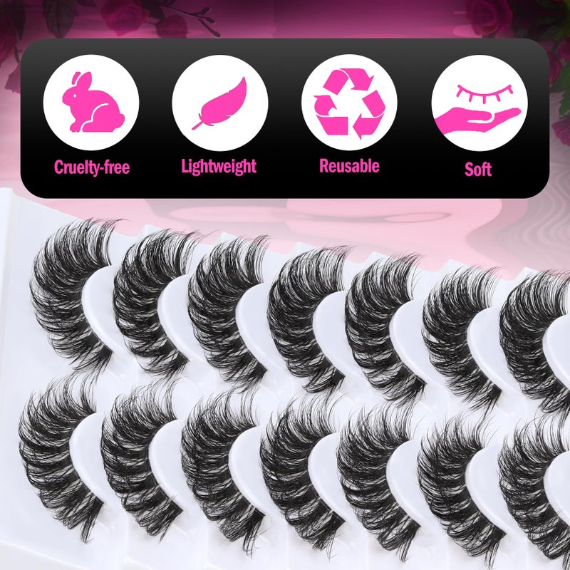 Veleasha Russian Strip Lashes with Clear Band Looks Like Eyelash Extensions D Curl Lash Strips 10 Pairs Pack (DT05) - Image 5