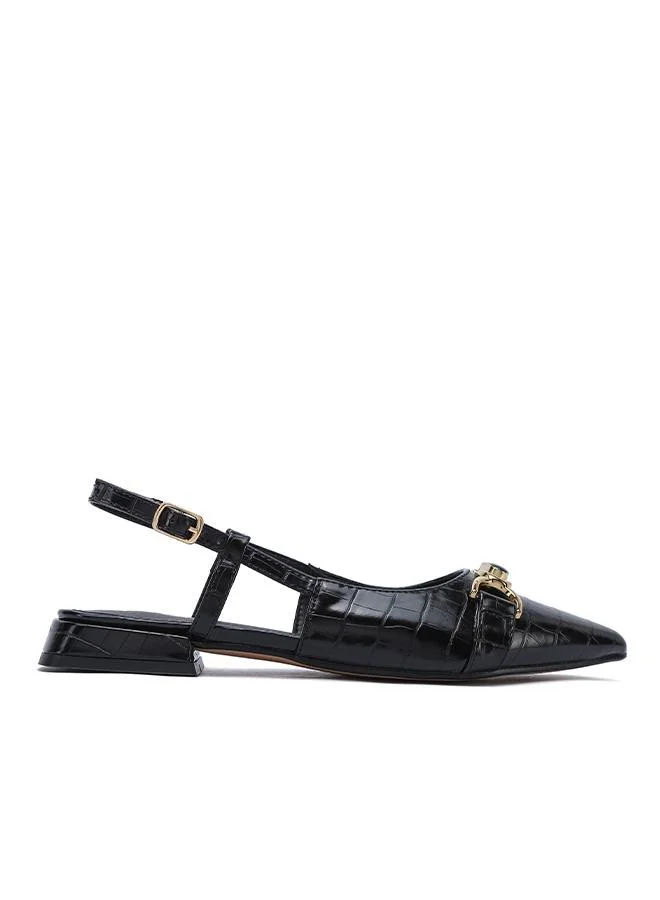 فايور Stylish Croc-Embossed Horsebit Slingback Flat CD 018