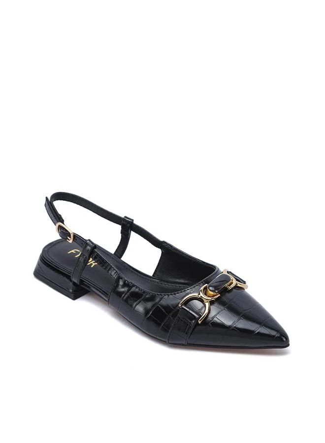 فايور Stylish Croc-Embossed Horsebit Slingback Flat CD 018