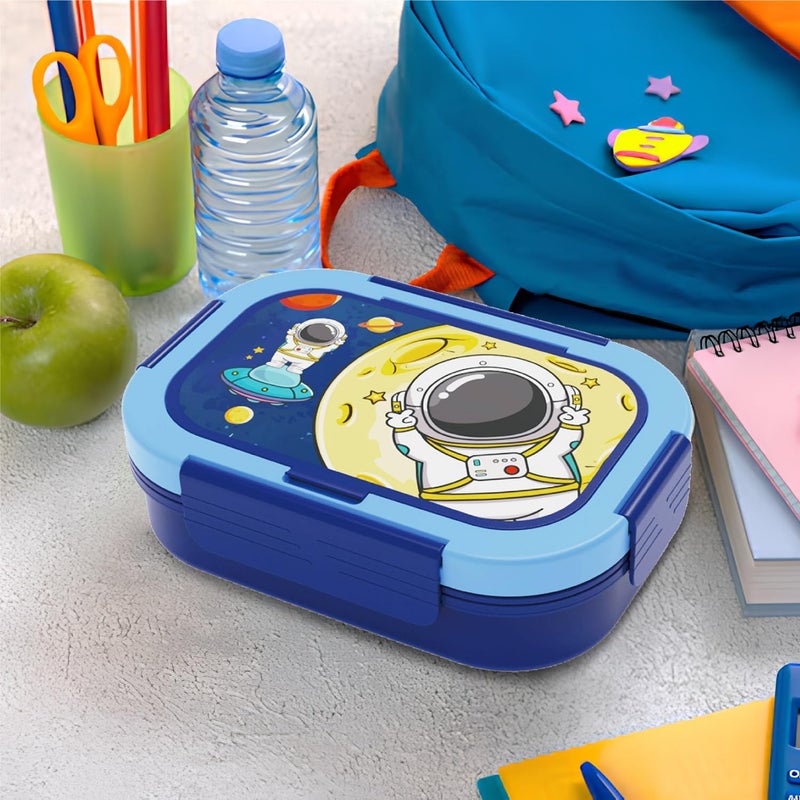 PEARL Kids Regular Plastic Bento Lunch Box - Astronaut Design, BPA-Free, Leakproof, Compact School Lunch Container - Image 4