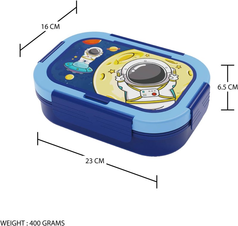 PEARL Kids Regular Plastic Bento Lunch Box - Astronaut Design, BPA-Free, Leakproof, Compact School Lunch Container - Image 2