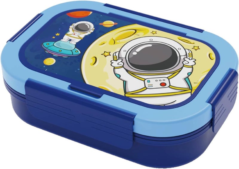 PEARL Kids Regular Plastic Bento Lunch Box - Astronaut Design, BPA-Free, Leakproof, Compact School Lunch Container - Image 1