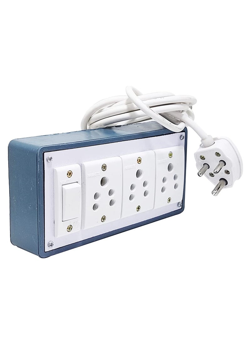 DNP DnP Portable Plastic Switch Board Electric Spy Guard Extension Board 3 Pin Power Plug ,1- Switch ,3- Plug ,2 Meter Wire  - Image 1