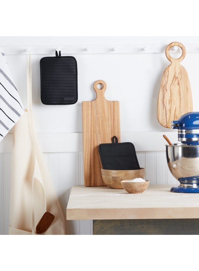 KITCHENAID Ribbed Soft Silicone Pot Holder 2-Pack Set, Matte Black, 7"x9" - Image 3