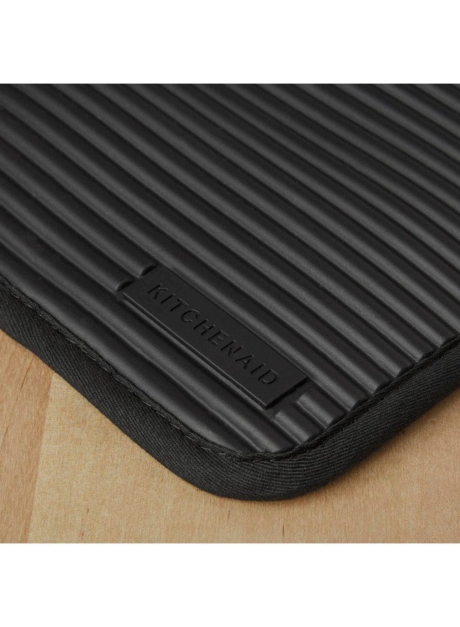 KITCHENAID Ribbed Soft Silicone Pot Holder 2-Pack Set, Matte Black, 7"x9" - Image 1