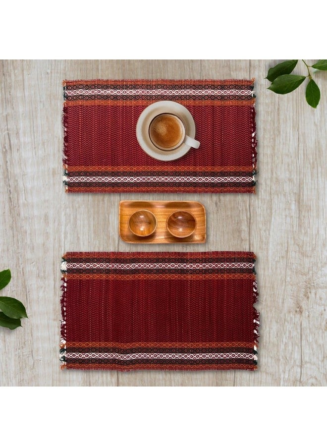Peepul Tree Grass Handcrafted Heat Resistant Dinner Placemats for Dining Table | Handmade Dining Table Mats | Handwoven Tableware from Natural Grass, Eco Friendly, Rectangle (4 PLACEMATS, Red) - Image 4